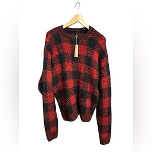 NWT SKIMS Cozy Unisex Pullover Brick Buffalo Check L/XL Cabincore Holiday